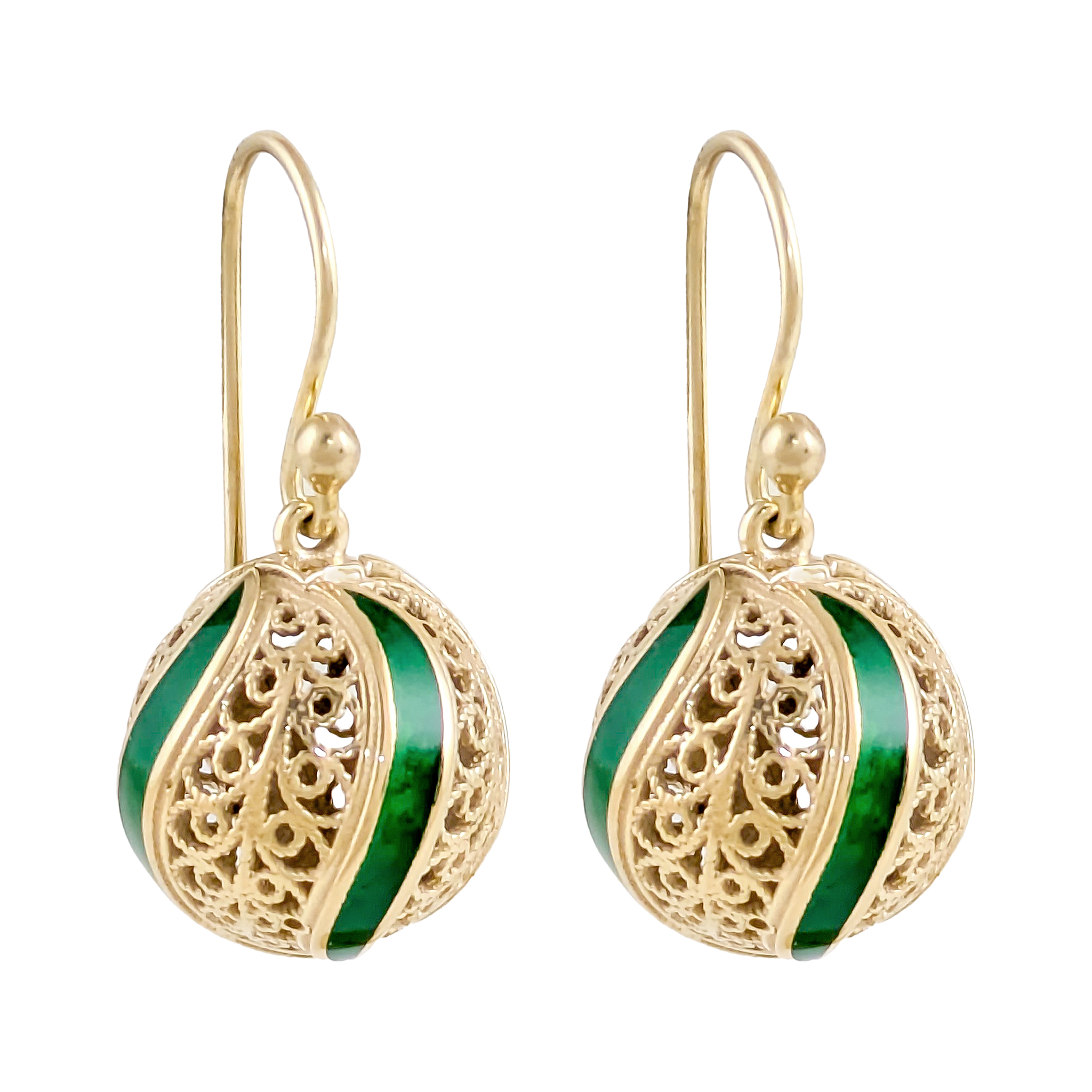 Turkish Filigree Enamel Bead Earrings
