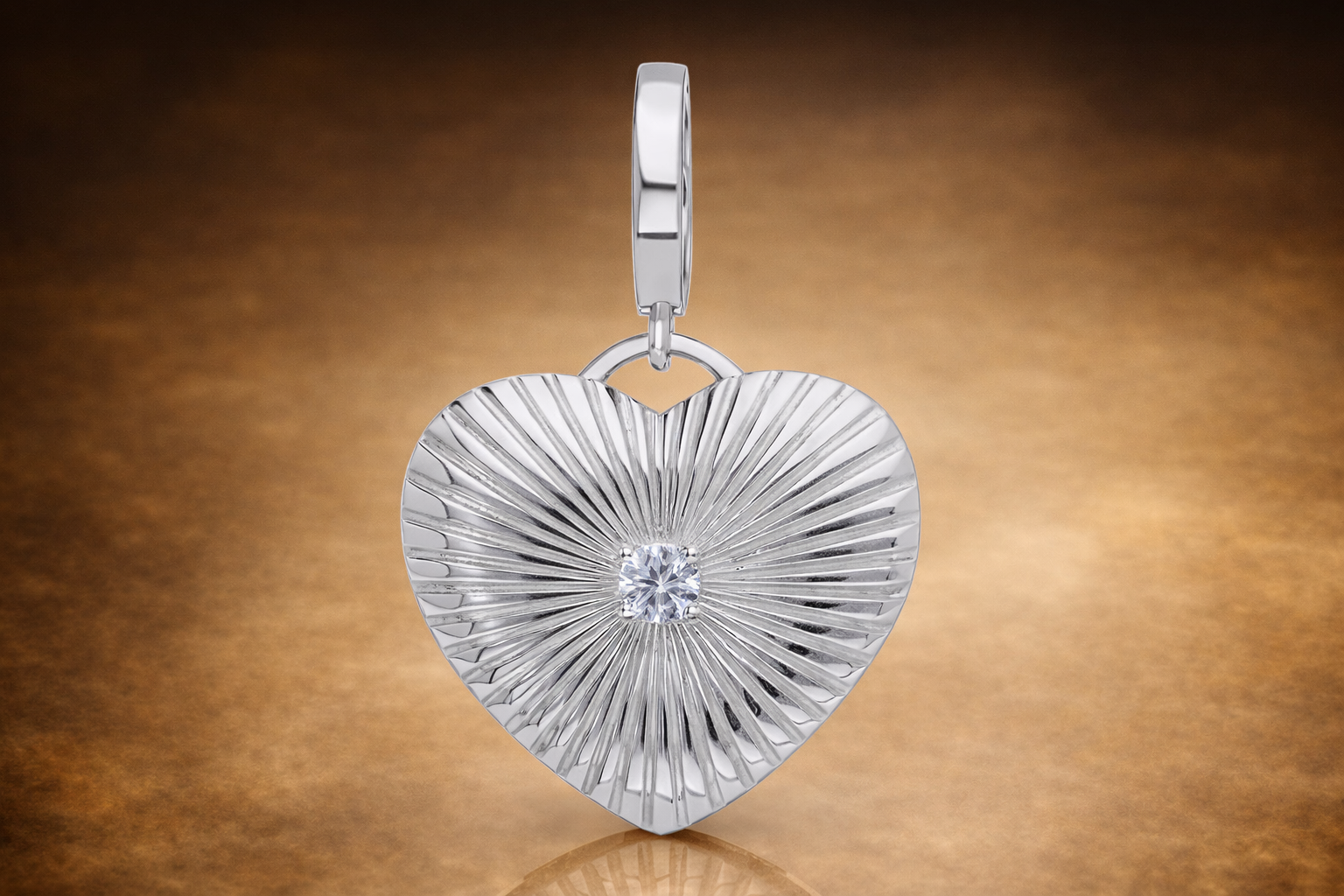 April Venus Sterling Silver Rays of Light Heart Pendant