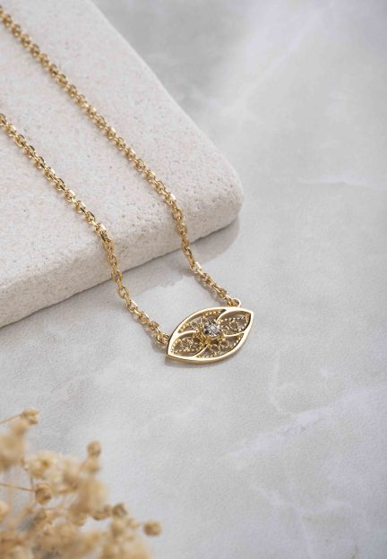 Dainty Filigree Evil Eye Necklace
