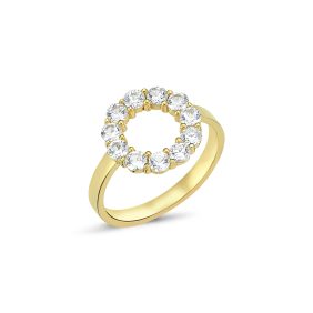 April Venus Diamond Halo Circle Ring