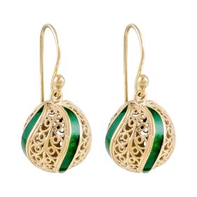 Turkish Filigree Enamel Bead Earrings